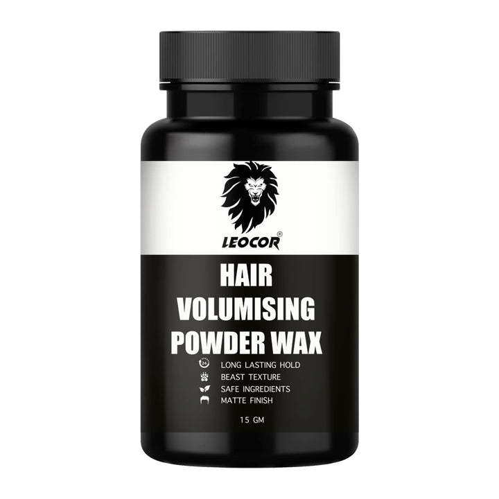 Hair Volumizing Powder Wax - 24-Hour Hold, Matte Finish, Zero Toxins (15gm) - Leocor