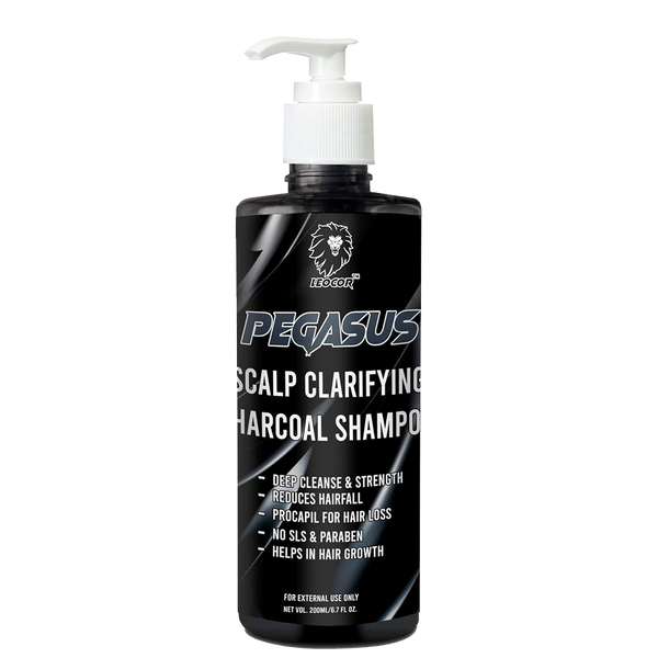 Leocor PEGASUS Deep Cleanse Activated Charcoal Shampoo - SLS & Paraben Free, Procapil Infused Anti Hairfall (200ml) - Leocor